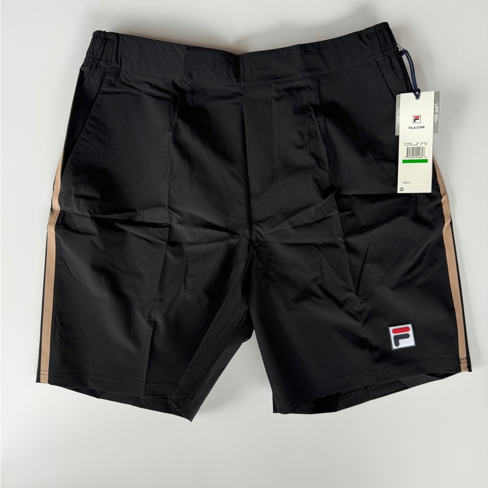 Fila Black Athletic Shorts with Tan Accents